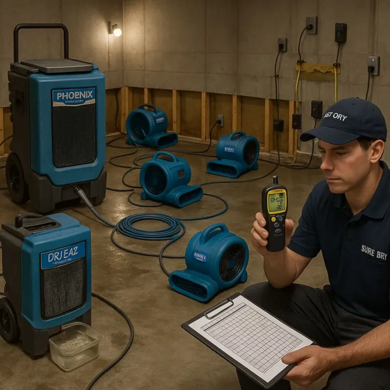 Structural Drying and Dehumidification process in Swepsonville, NC
